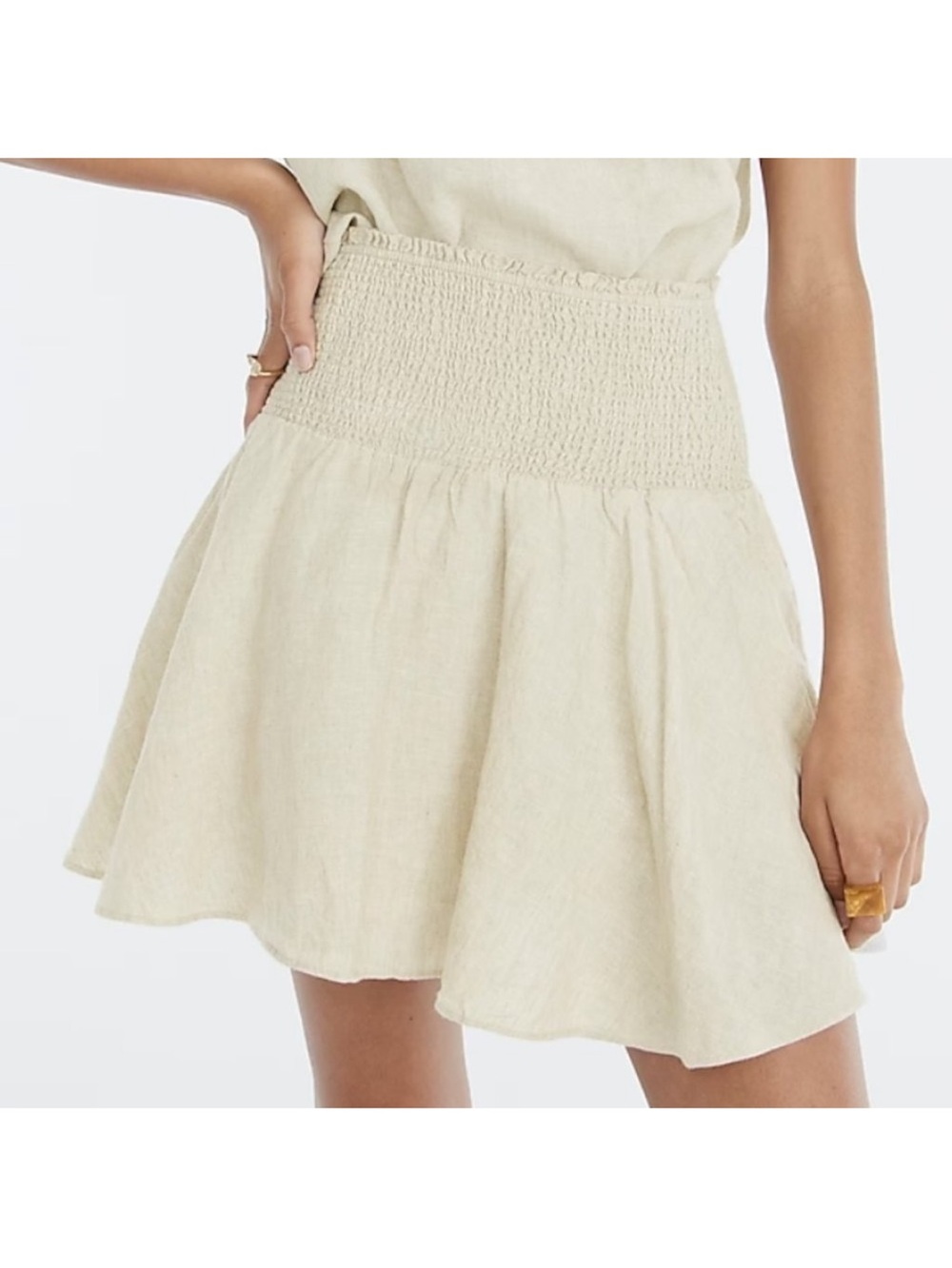 J.Crew smocked waist linen skirt